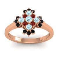 Aquamarine Fashion Ring In 18K Rose Gold With Garnet And Black Onyx – Kakara Simple Ring