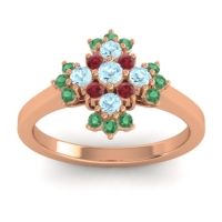 Aquamarine Fashion Ring In 14K Rose Gold With Ruby And Emerald – Kakara Simple Ring