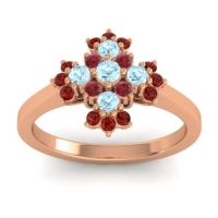 Aquamarine Fashion Ring In 18K Rose Gold With Ruby And Garnet – Kakara Simple Ring