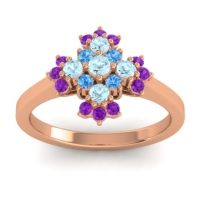 Aquamarine Fashion Ring In 18K Rose Gold With Swiss Blue Topaz And Amethyst – Kakara Simple Ring
