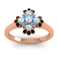 Aquamarine Fashion Ring In 18K Rose Gold With Swiss Blue Topaz And Black Onyx – Kakara Simple Ring