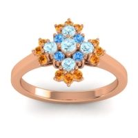 Aquamarine Fashion Ring In 18K Rose Gold With Swiss Blue Topaz And Citrine – Kakara Simple Ring