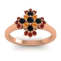 Black Onyx Fashion Ring In 18K Rose Gold With Citrine And Garnet – Kakara Simple Ring
