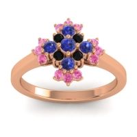 Blue Sapphire Fashion Ring In 18K Rose Gold With Black Onyx And Pink Tourmaline – Kakara Simple Ring