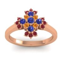 Blue Sapphire Fashion Ring In 18K Rose Gold With Citrine And Ruby – Kakara Simple Ring