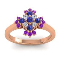 Blue Sapphire Fashion Ring In 18K Rose Gold With Lab Diamond And Amethyst – Kakara Simple Ring
