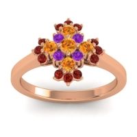 Citrine Fashion Ring In 18K Rose Gold With Amethyst And Garnet – Kakara Simple Ring