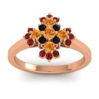 Citrine Fashion Ring In 18K Rose Gold With Black Onyx And Garnet – Kakara Simple Ring