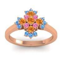 Citrine Fashion Ring In 18K Rose Gold With Pink Tourmaline And Swiss Blue Topaz – Kakara Simple Ring