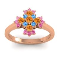Citrine Fashion Ring In 18K Rose Gold With Swiss Blue Topaz And Pink Tourmaline – Kakara Simple Ring