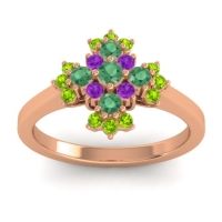 Emerald Fashion Ring In 14K Rose Gold With Amethyst And Peridot – Kakara Simple Ring
