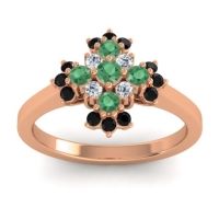 Emerald Fashion Ring In 14K Rose Gold With Diamond And Black Onyx – Kakara Simple Ring