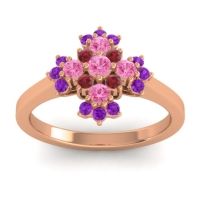 Pink Tourmaline Fashion Ring In 18K Rose Gold With Ruby And Amethyst – Kakara Simple Ring