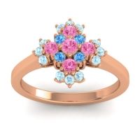 Pink Tourmaline Fashion Ring In 18K Rose Gold With Swiss Blue Topaz And Aquamarine – Kakara Simple Ring