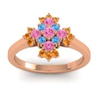 Pink Tourmaline Fashion Ring In 18K Rose Gold With Swiss Blue Topaz And Citrine – Kakara Simple Ring