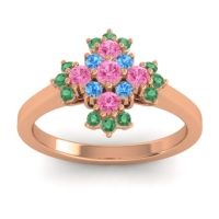 Pink Tourmaline Fashion Ring In 18K Rose Gold With Swiss Blue Topaz And Emerald – Kakara Simple Ring