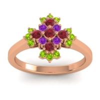 Ruby Fashion Ring In 18K Rose Gold With Amethyst And Peridot – Kakara Simple Ring