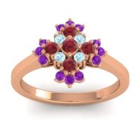Ruby Fashion Ring In 18K Rose Gold With Aquamarine And Amethyst – Kakara Simple Ring