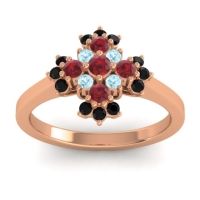 Ruby Fashion Ring In 18K Rose Gold With Aquamarine And Black Onyx – Kakara Simple Ring
