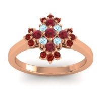 Ruby Fashion Ring In 18K Rose Gold With Aquamarine And Garnet – Kakara Simple Ring