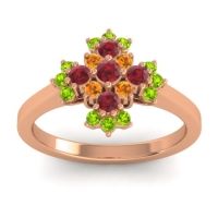 Ruby Fashion Ring In 18K Rose Gold With Citrine And Peridot – Kakara Simple Ring