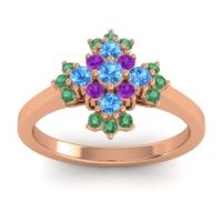 Swiss Blue Topaz Fashion Ring In 18K Rose Gold With Amethyst And Emerald – Kakara Simple Ring