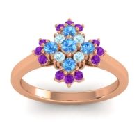 Swiss Blue Topaz Fashion Ring In 18K Rose Gold With Aquamarine And Amethyst – Kakara Simple Ring
