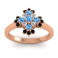 Swiss Blue Topaz Fashion Ring In 18K Rose Gold With Lab Diamond And Black Onyx – Kakara Simple Ring