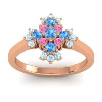 Swiss Blue Topaz Fashion Ring In 18K Rose Gold With Pink Tourmaline And Aquamarine – Kakara Simple Ring