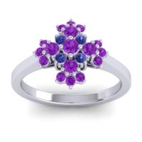 Amethyst Fashion Ring In 18k White Gold With Blue Sapphire – Kakara Simple Ring