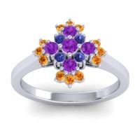 Amethyst Fashion Ring In 18k White Gold With Blue Sapphire And Citrine – Kakara Simple Ring