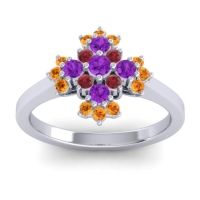 Amethyst Fashion Ring In 18k White Gold With Ruby And Citrine – Kakara Simple Ring