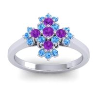Amethyst Fashion Ring In Platinum With Swiss Blue Topaz – Kakara Simple Ring