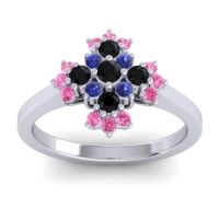 Black Onyx Fashion Ring In 18k White Gold With Blue Sapphire And Pink Tourmaline – Kakara Simple Ring