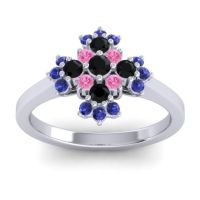 Black Onyx Fashion Ring In 18k White Gold With Pink Tourmaline And Blue Sapphire – Kakara Simple Ring