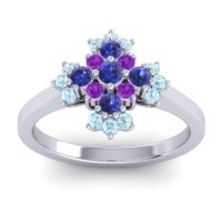 Blue Sapphire Fashion Ring In 18k White Gold With Amethyst And Aquamarine – Kakara Simple Ring