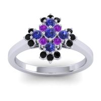 Blue Sapphire Fashion Ring In 18k White Gold With Amethyst And Black Onyx – Kakara Simple Ring
