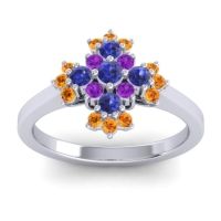 Blue Sapphire Fashion Ring In 18k White Gold With Amethyst And Citrine – Kakara Simple Ring