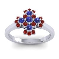 Blue Sapphire Fashion Ring In 18k White Gold With Garnet – Kakara Simple Ring