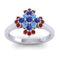 Blue Sapphire Fashion Ring In 18k White Gold With Swiss Blue Topaz And Garnet – Kakara Simple Ring