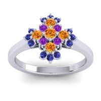 Citrine Fashion Ring In 18k White Gold With Amethyst And Blue Sapphire – Kakara Simple Ring