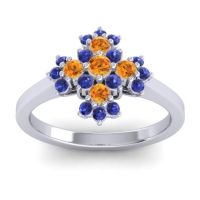 Citrine Fashion Ring In 18k White Gold With Blue Sapphire – Kakara Simple Ring