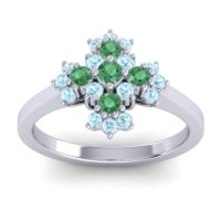 Emerald Fashion Ring In 14k White Gold With Aquamarine – Kakara Simple Ring