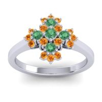 Emerald Fashion Ring In 14k White Gold With Citrine – Kakara Simple Ring