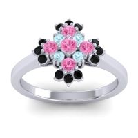 Pink Tourmaline Fashion Ring In 18k White Gold With Aquamarine And Black Onyx – Kakara Simple Ring