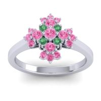 Pink Tourmaline Fashion Ring In 18k White Gold With Emerald – Kakara Simple Ring