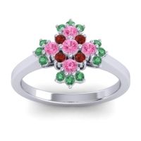 Pink Tourmaline Fashion Ring In 14k White Gold With Garnet And Emerald – Kakara Simple Ring