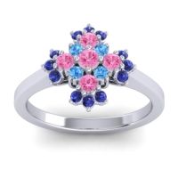 Pink Tourmaline Fashion Ring In Platinum With Swiss Blue Topaz And Blue Sapphire – Kakara Simple Ring