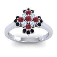 Ruby Fashion Ring In 18k White Gold With Aquamarine And Black Onyx – Kakara Simple Ring
