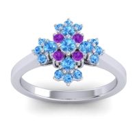 Swiss Blue Topaz Fashion Ring In Platinum With Amethyst – Kakara Simple Ring